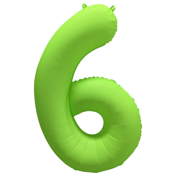 Foil Balloon Number 6 Neon Green 86cm R-10054-PKG