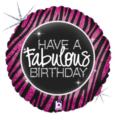 Foil Balloon Round Zebra Fabulous B-day 46 cm Grabo