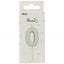 Number 0 Birthday Cake Candle Silver 5cm