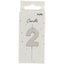 Number 2 Birthday Candle Silver 5cm