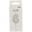 Number 6 Silver Cake Candle 5cm