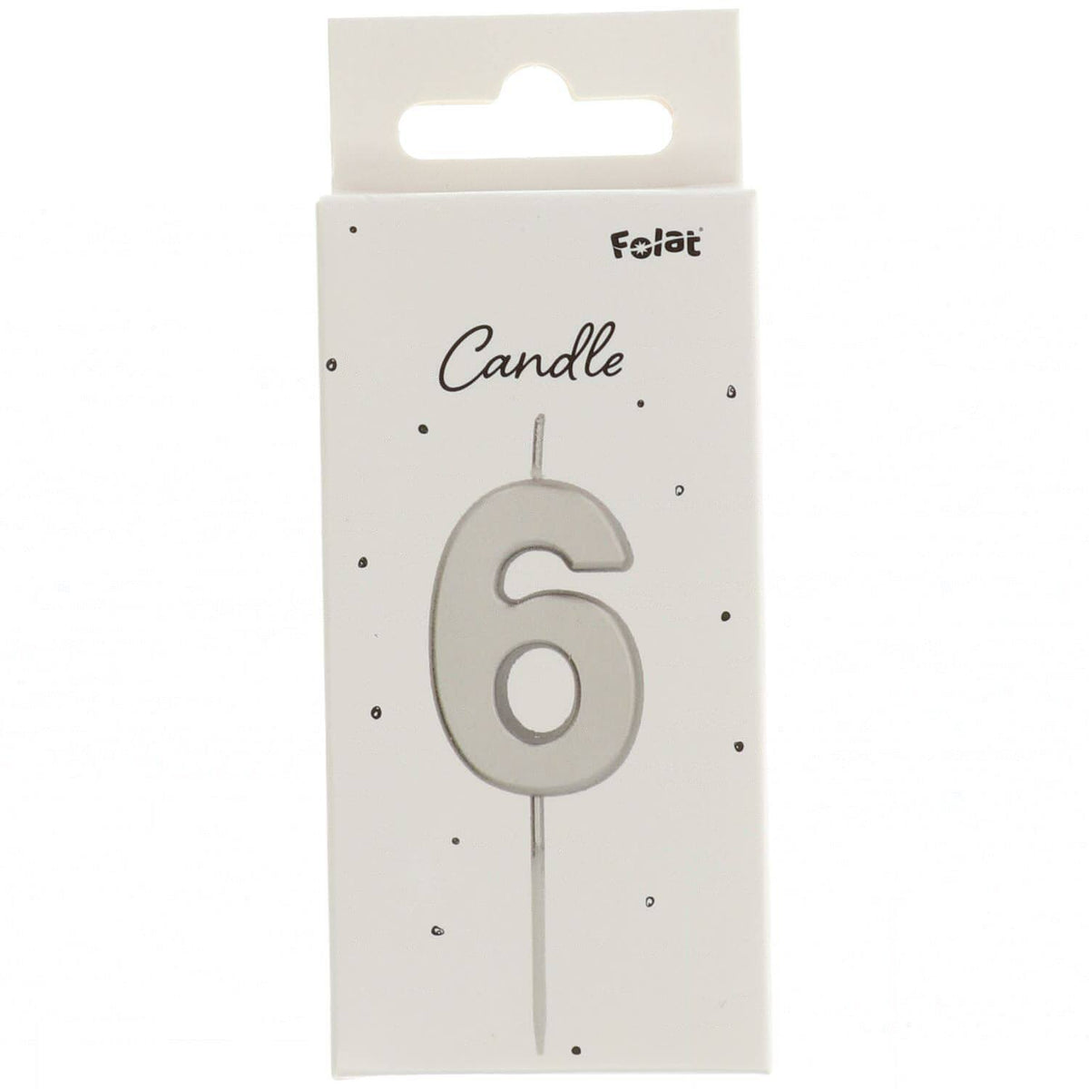 Number 6 Silver Cake Candle 5cm