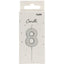 Number 8 Birthday Cake Candle Silver 5cm