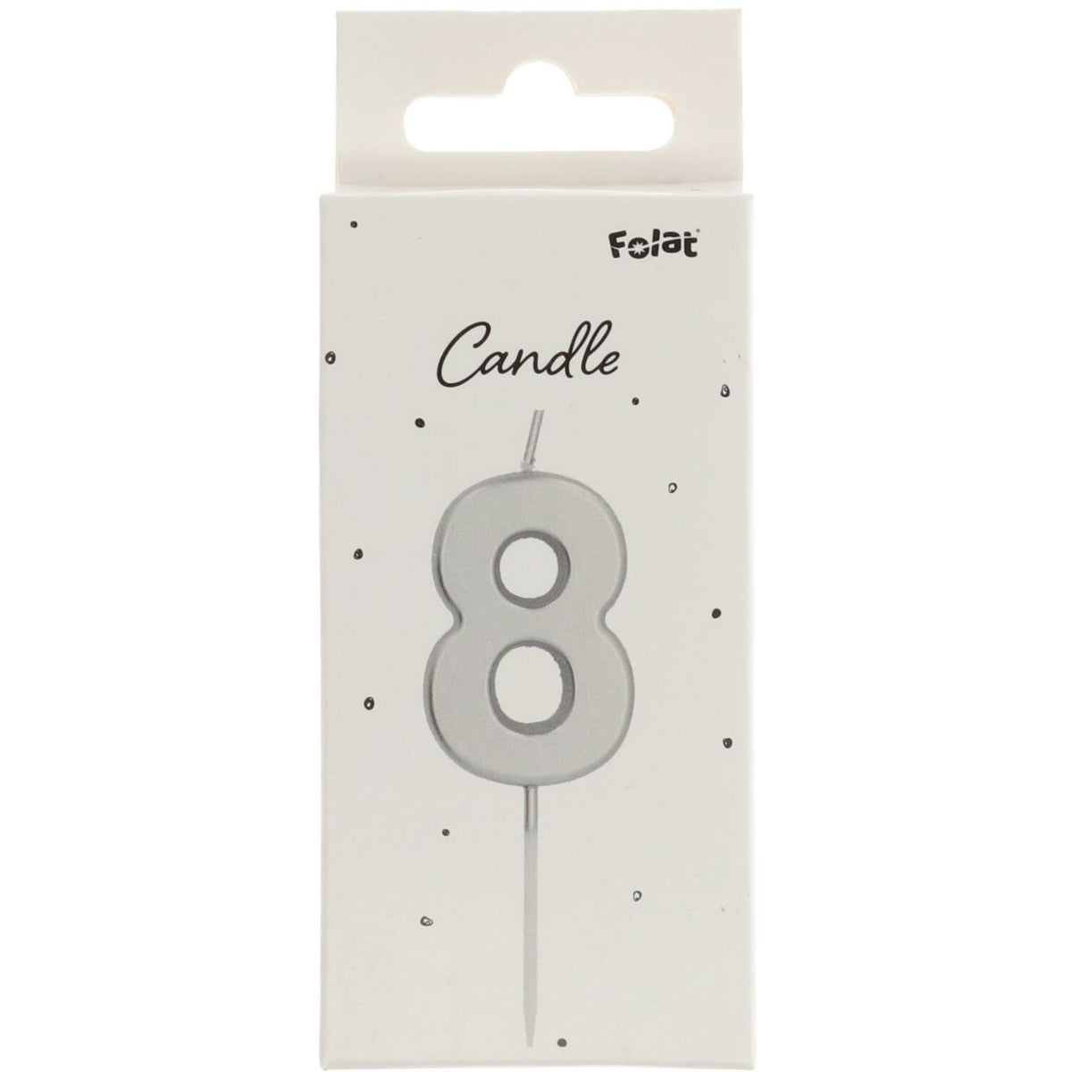 Number 8 Birthday Cake Candle Silver 5cm