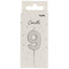 Number 9 Cake Candle Silver 5cm