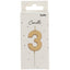 Number 3 Gold Cake Candle 5cm