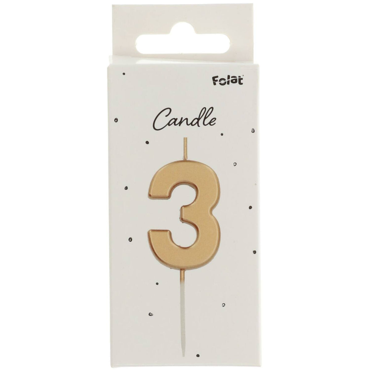 Number 3 Gold Cake Candle 5cm