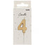 Number 4 Gold Cake Candle 5cm