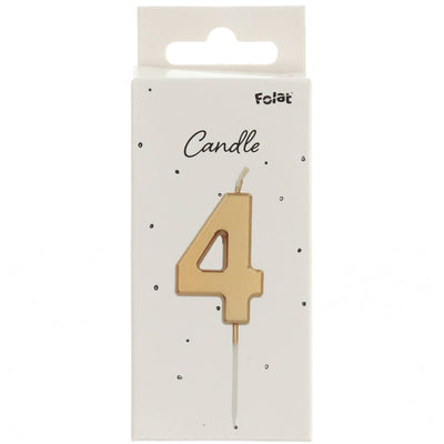Number 4 Gold Cake Candle 5cm