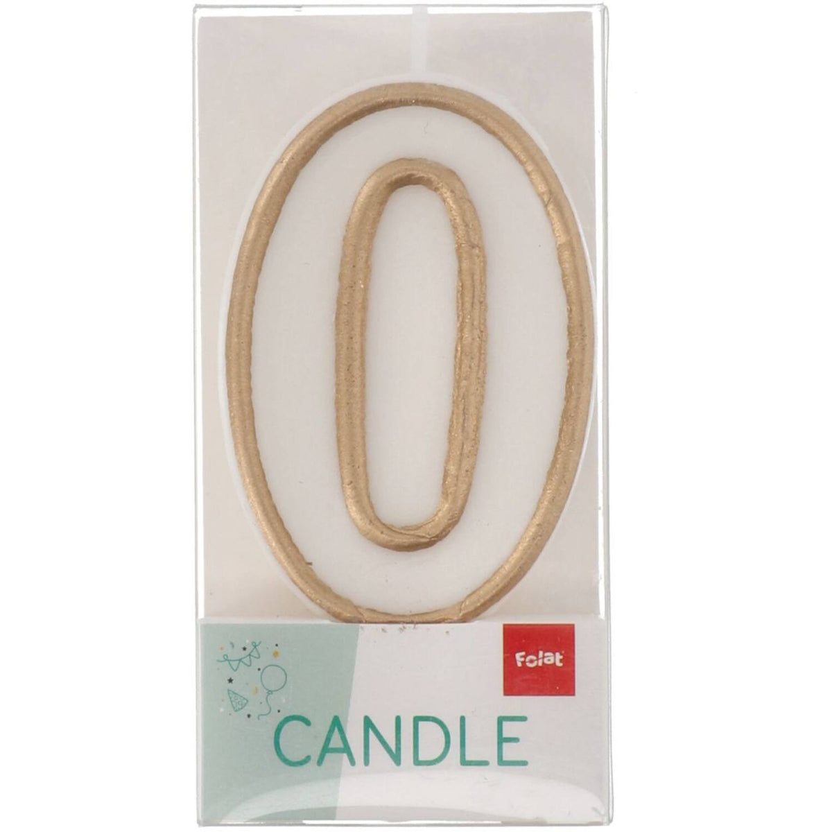 Lumanare Tort Cifra 0 Contur Auriu 9cm