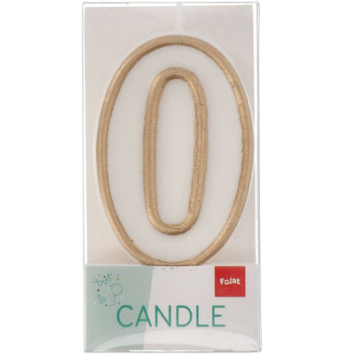 Number 0 Birthday Candle Gold Outline 9cm