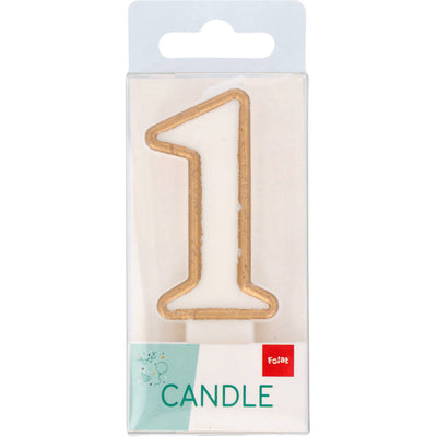 Number 1 Birthday Candle Gold Outline 9cm