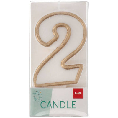 Number 2 Birthday Candle Gold Outline 9cm