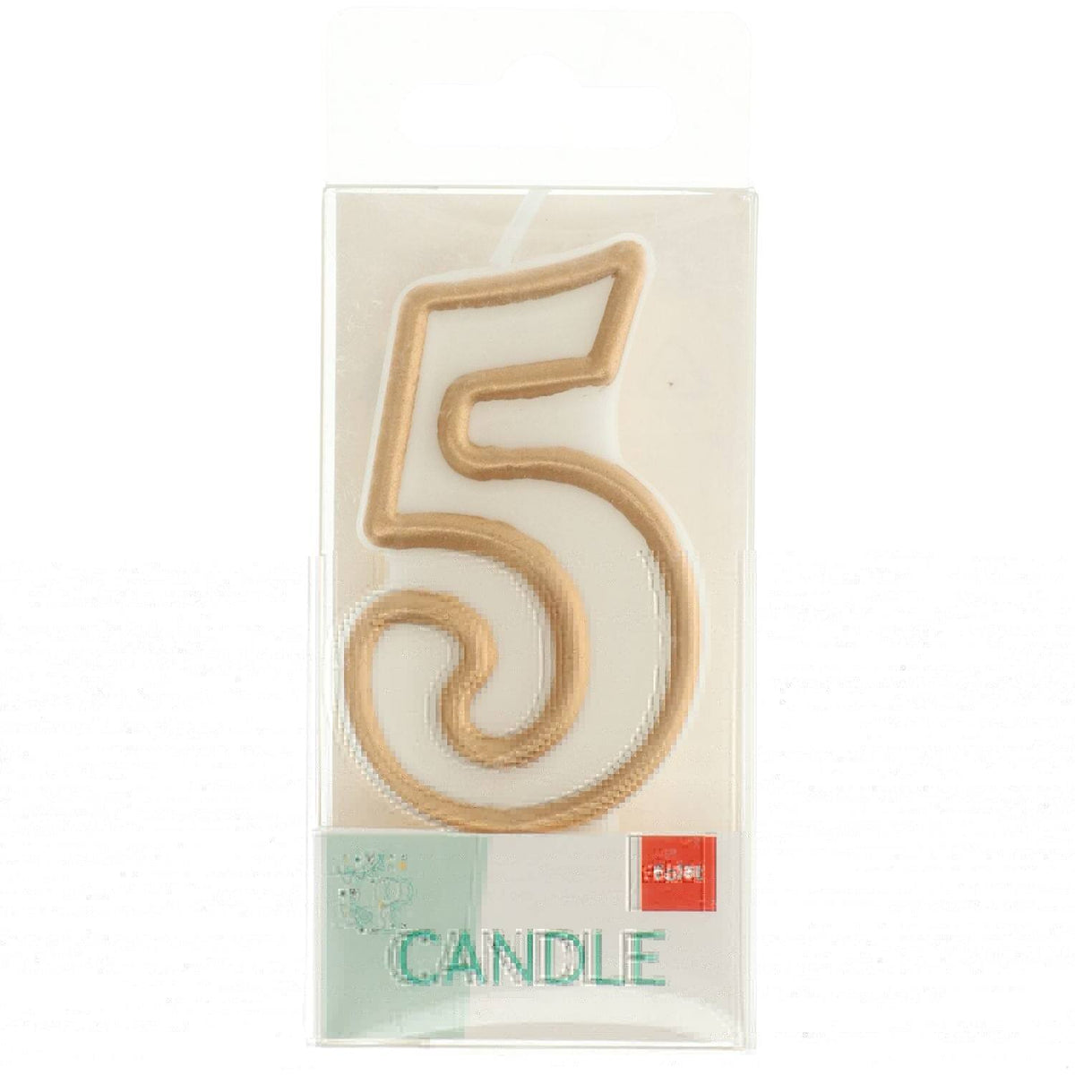 Number 5 Birthday Candle Gold Outline 9cm