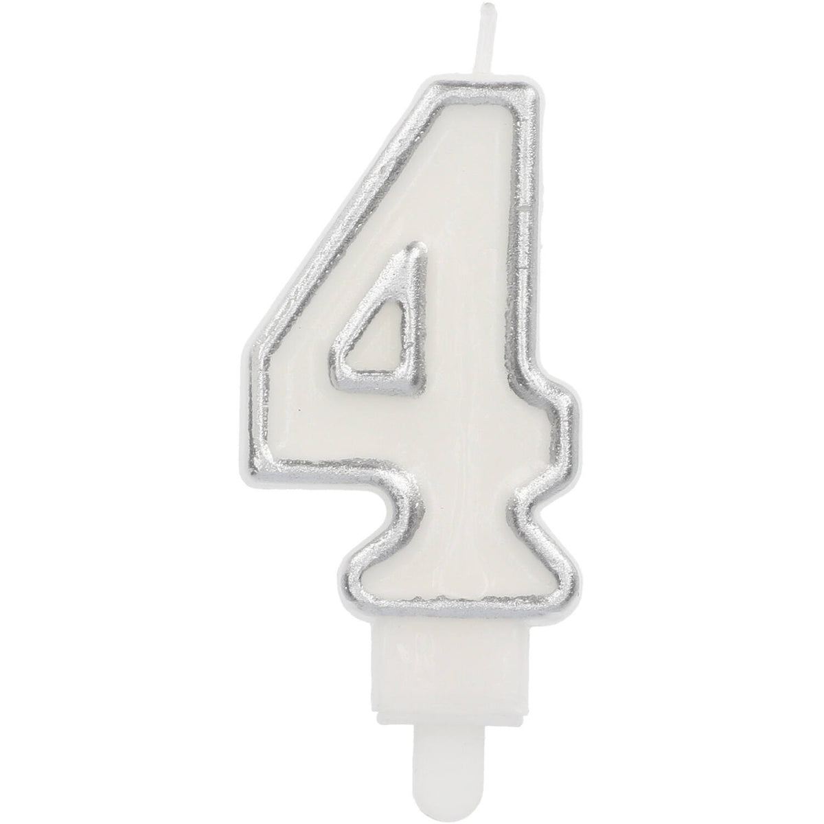 Lumanare Tort Cifra 4 Contur Argintiu 9cm