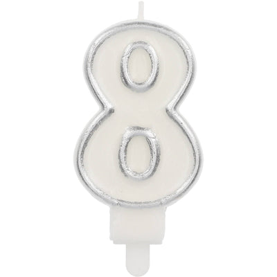 Lumanare Tort Cifra 8 Contur Argintiu 9cm