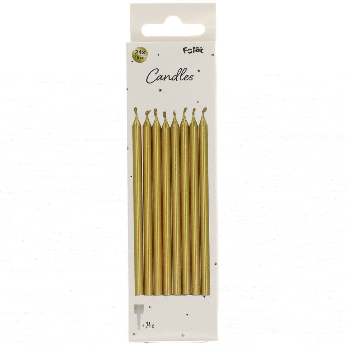 Set of 24 Gold Birthday Candles 10cm