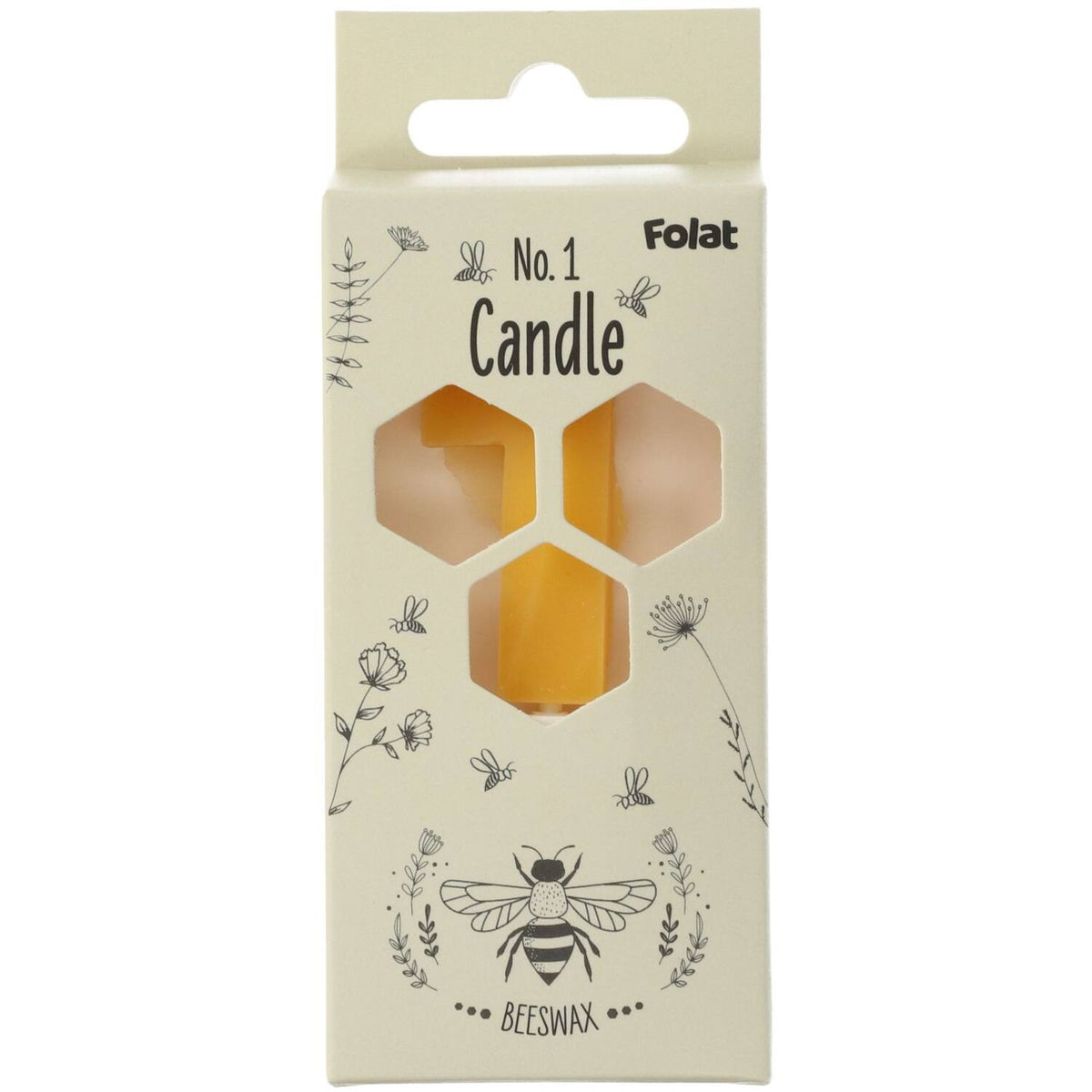 Number 1 beeswax birthday candle 4.5cm