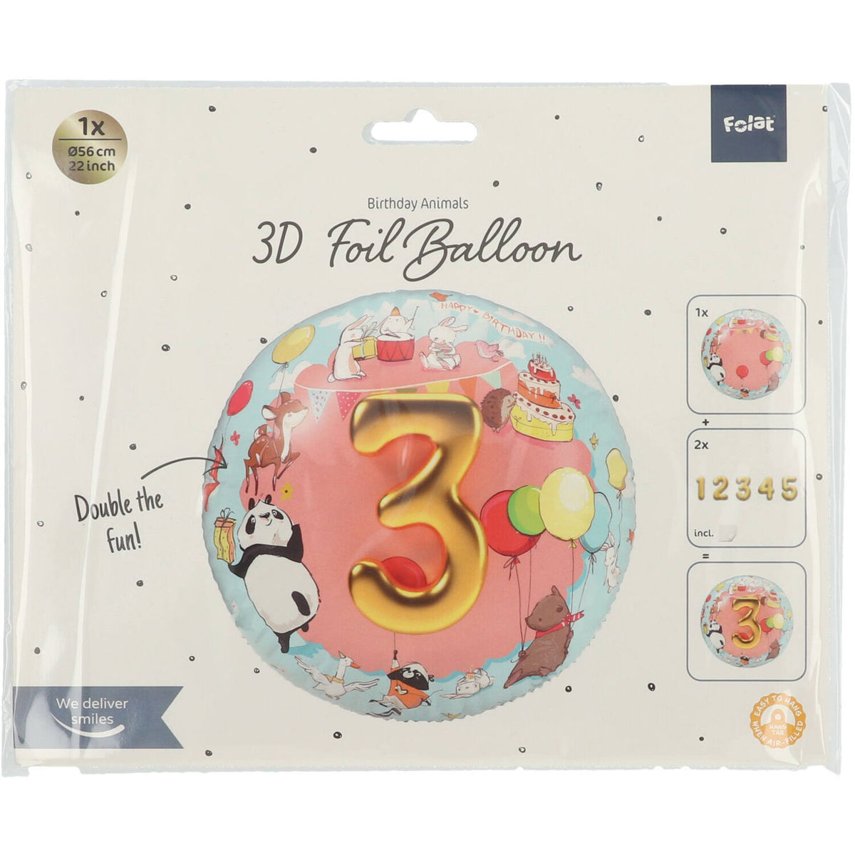 3D Customizable Animal Foil Balloon 56cm
