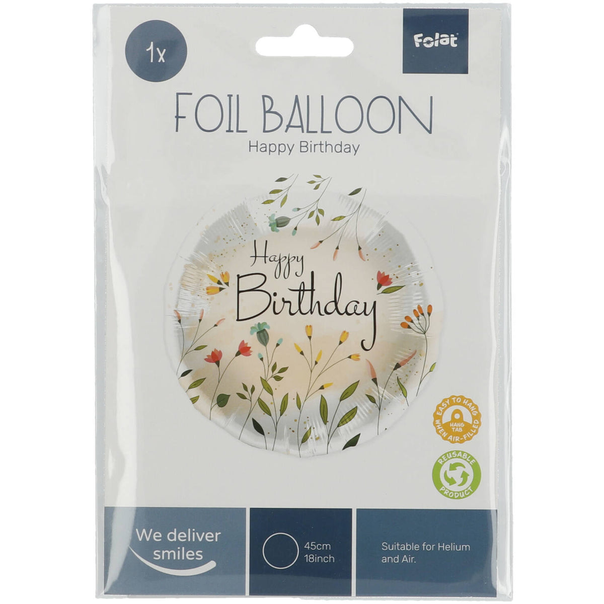 Floral Happy Birthday Foil Balloon 45cm