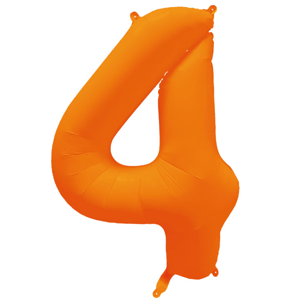 Foil Balloon Number 4 Neon Orange 86cm R-10010-PKG