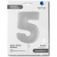 Jumbo Foil Balloon NUMBER 5 Shiny White 102 cm Grabo