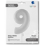 Jumbo Foil Balloon NUMBER 9 Shiny White 102 cm Grabo