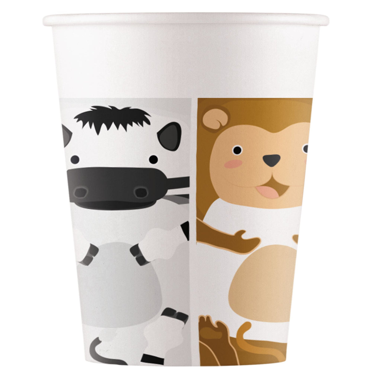 Set 8 Pahare Petrecere Carton 200ml Animalute Zoo