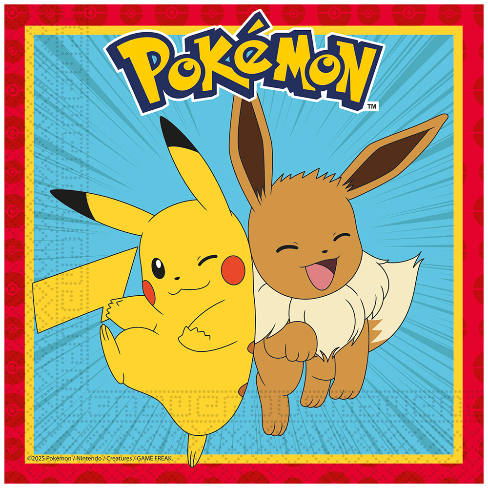 Set of 20 Paper Napkins 33x33cm Pokemon