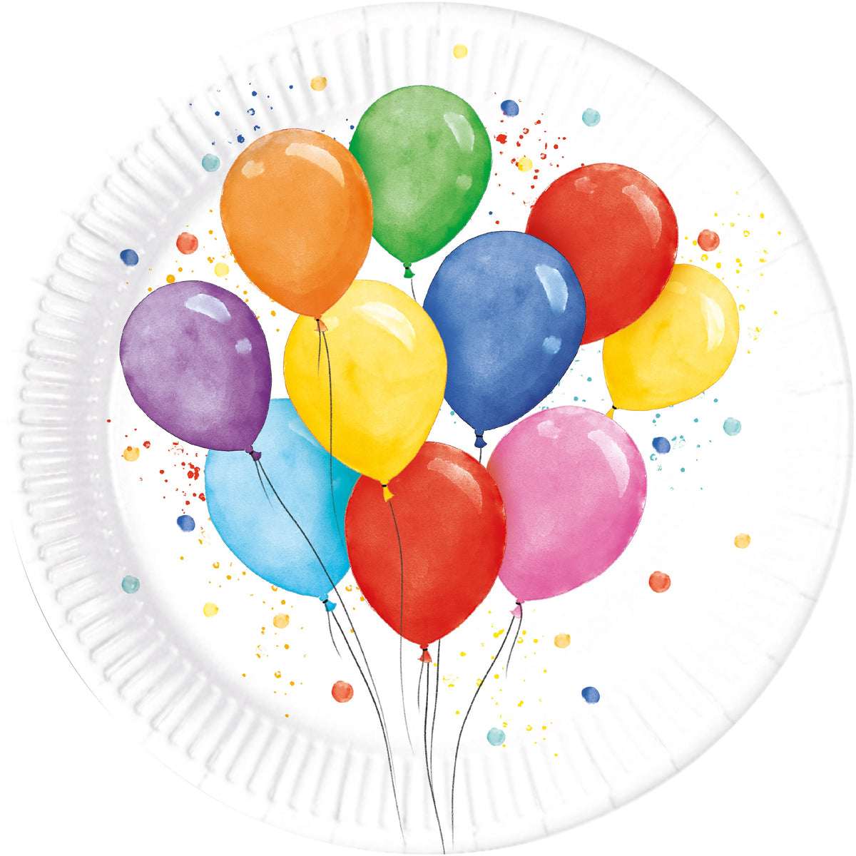 Set of 8 Party Plates 23cm Colorful Balloons