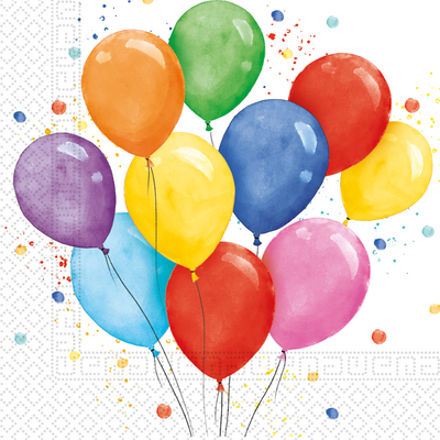 Set of 20 Paper Napkins 33x33cm Colorful Balloons