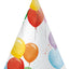 Set of 6 Party Hats Colorful Balloons
