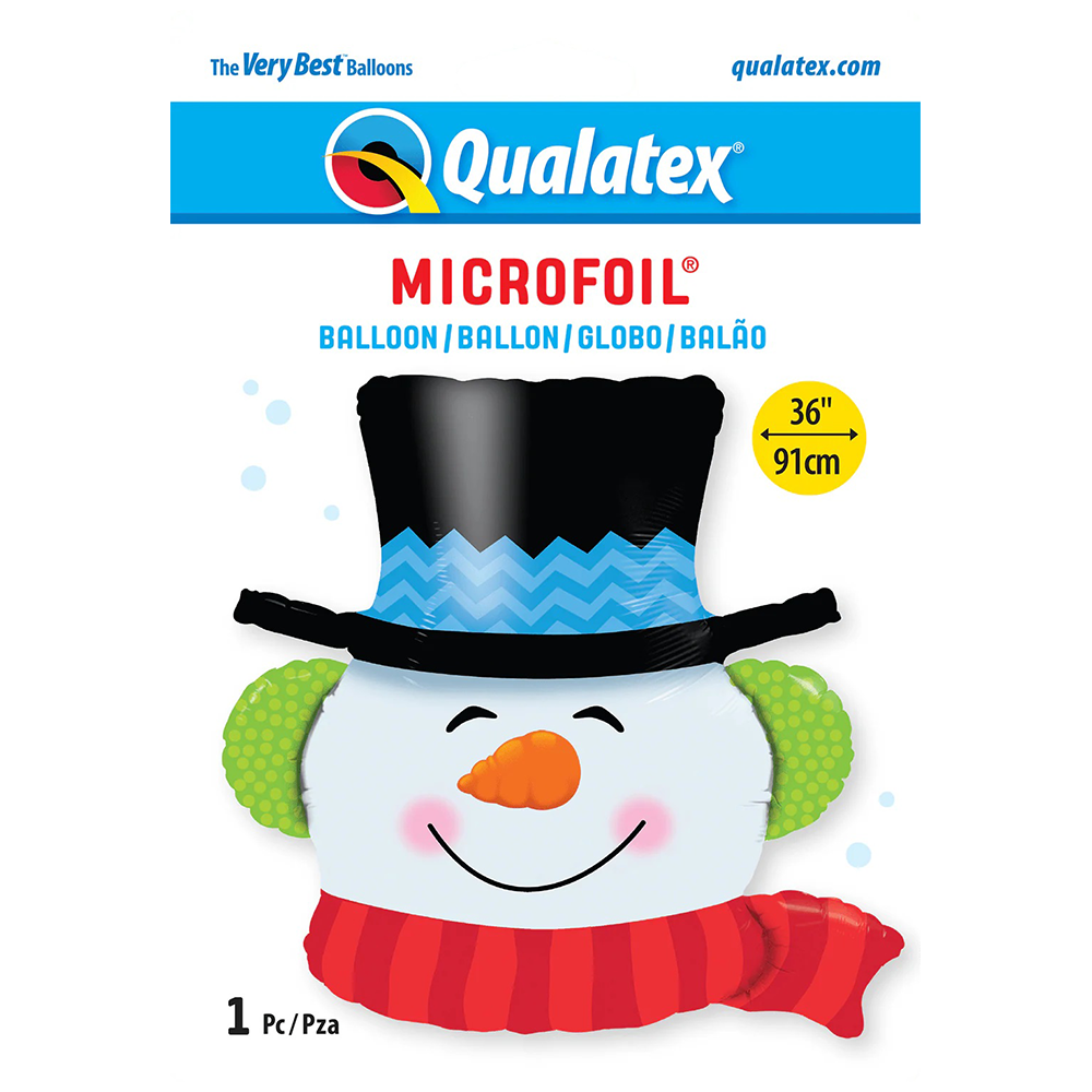 Foil Balloon Figurine Snowman Head 91cm 19040 QUALATEX