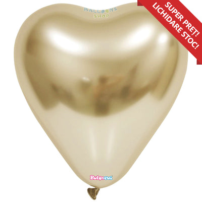 Baloane latex Inima 30cm Chrome Auriu -22K