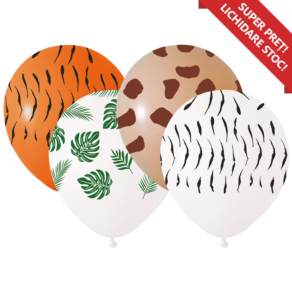 Set of 8 Latex Balloons 45cm Safari Animal print