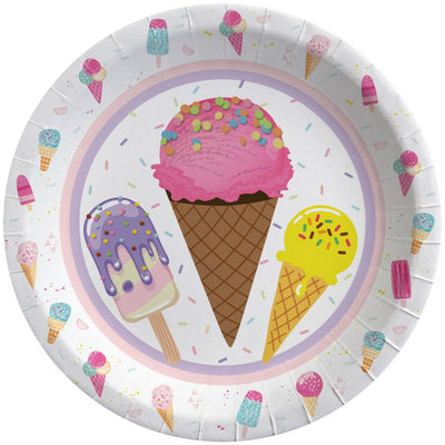 Set of 8 Ice Cream Print Party Plates