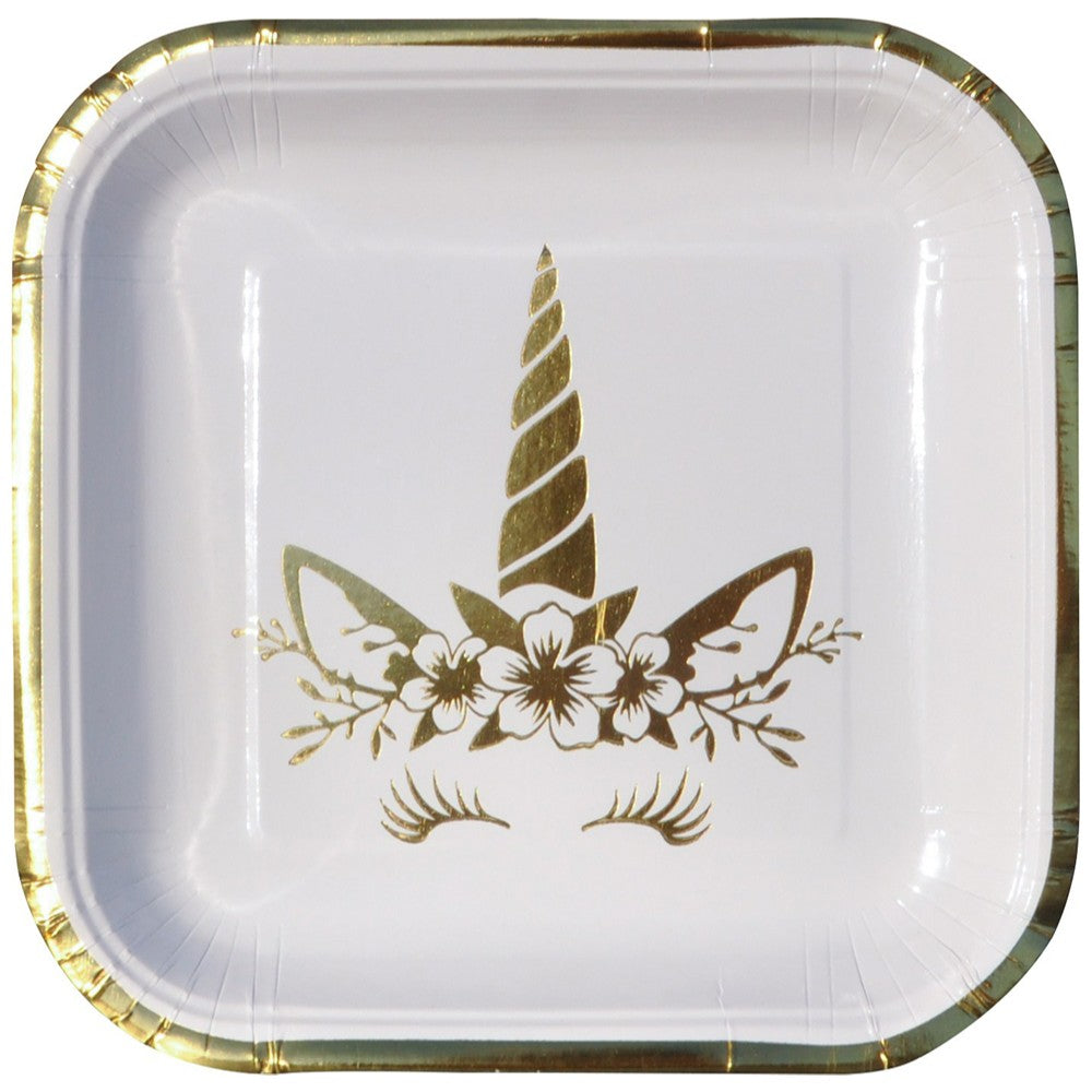 Set of 6 Gold Unicorn Party Plates UN4954