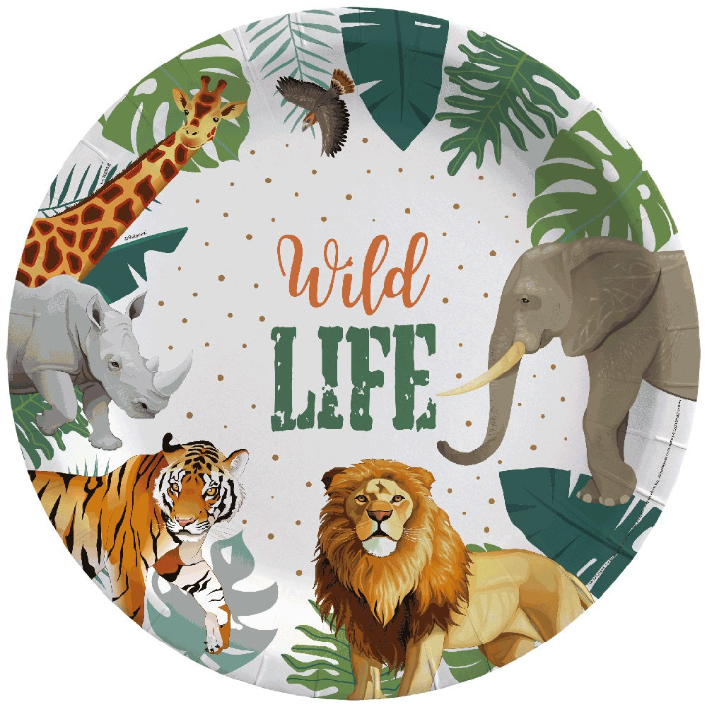 Set of 8 Wild Life Print Party Plates 23cm