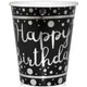 Set 6 Pahare Petrecere cu print Silver Happy Birthday HB8030