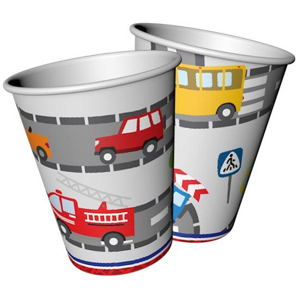 Set 8 Pahare Petrecere cu print Trafic