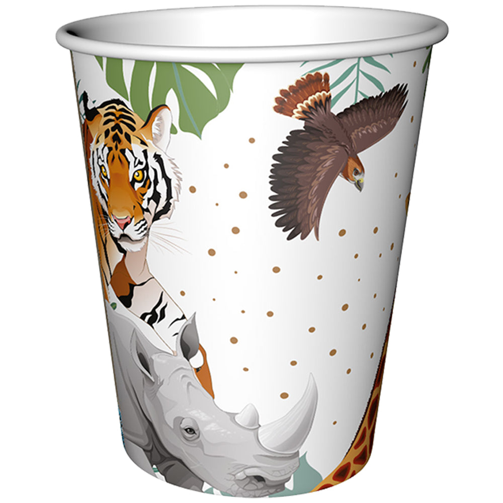 Set of 8 Party Cups with Wild Life Print 220/240ml