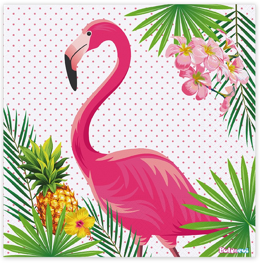 Set 16 Servetele Petrecere cu print Flamingo FL8825