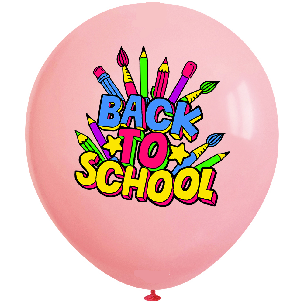 SET 12 Latex Balloons 33cm Assorted with Back to School print BLS202409