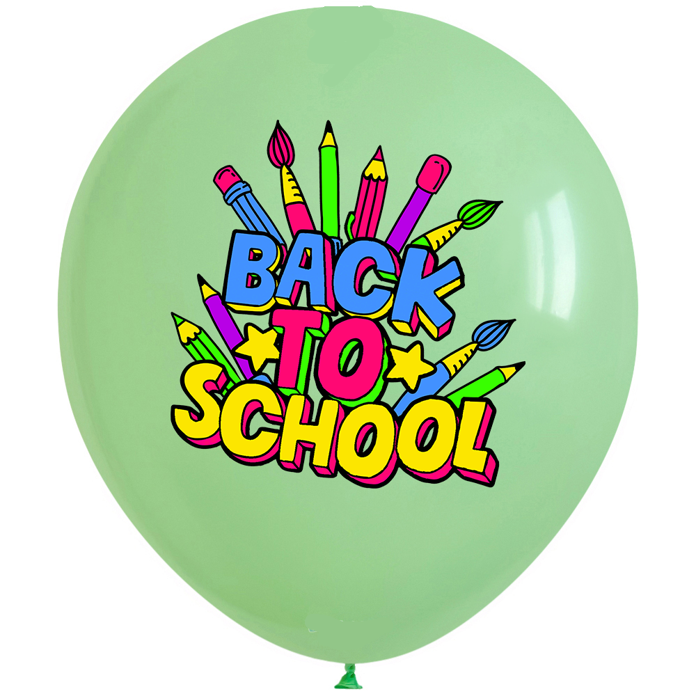 SET 12 Latex Balloons 33cm Assorted with Back to School print BLS202409