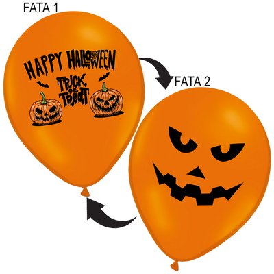 Set of 12 Assorted 30cm Latex Balloons with Double-Sided Halloween Print