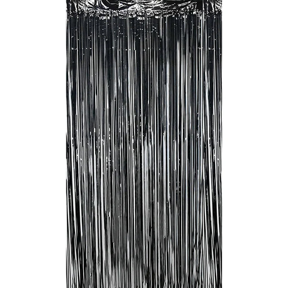 Black Metallic Foil Curtain 100x190cm