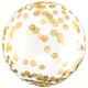 Transparent PVC BOBO balloon with gold polka dot print 40 cm