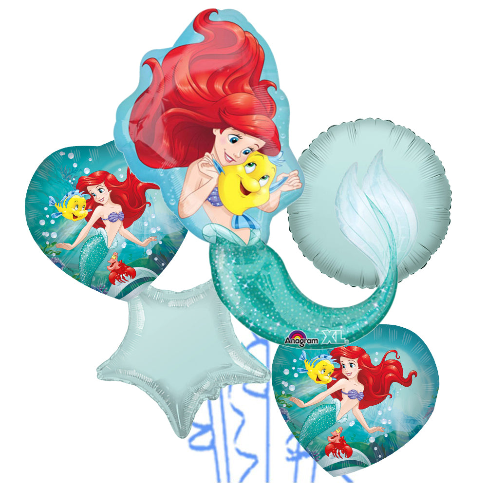 Buchet 5 baloane folie Tematica Ariel - Mica Sirena 2020201