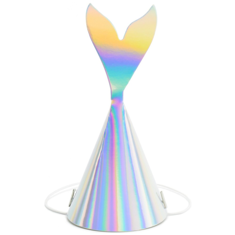 Set of 6 Iridescent Mermaid Tail Party Hats 18cm