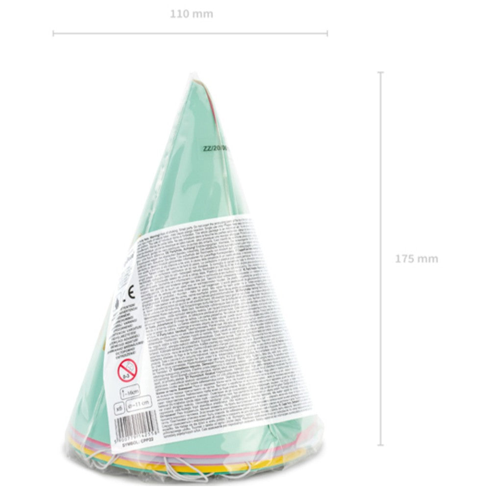 Set of 6 Pastel Happy Birthday Party Hats CPP22